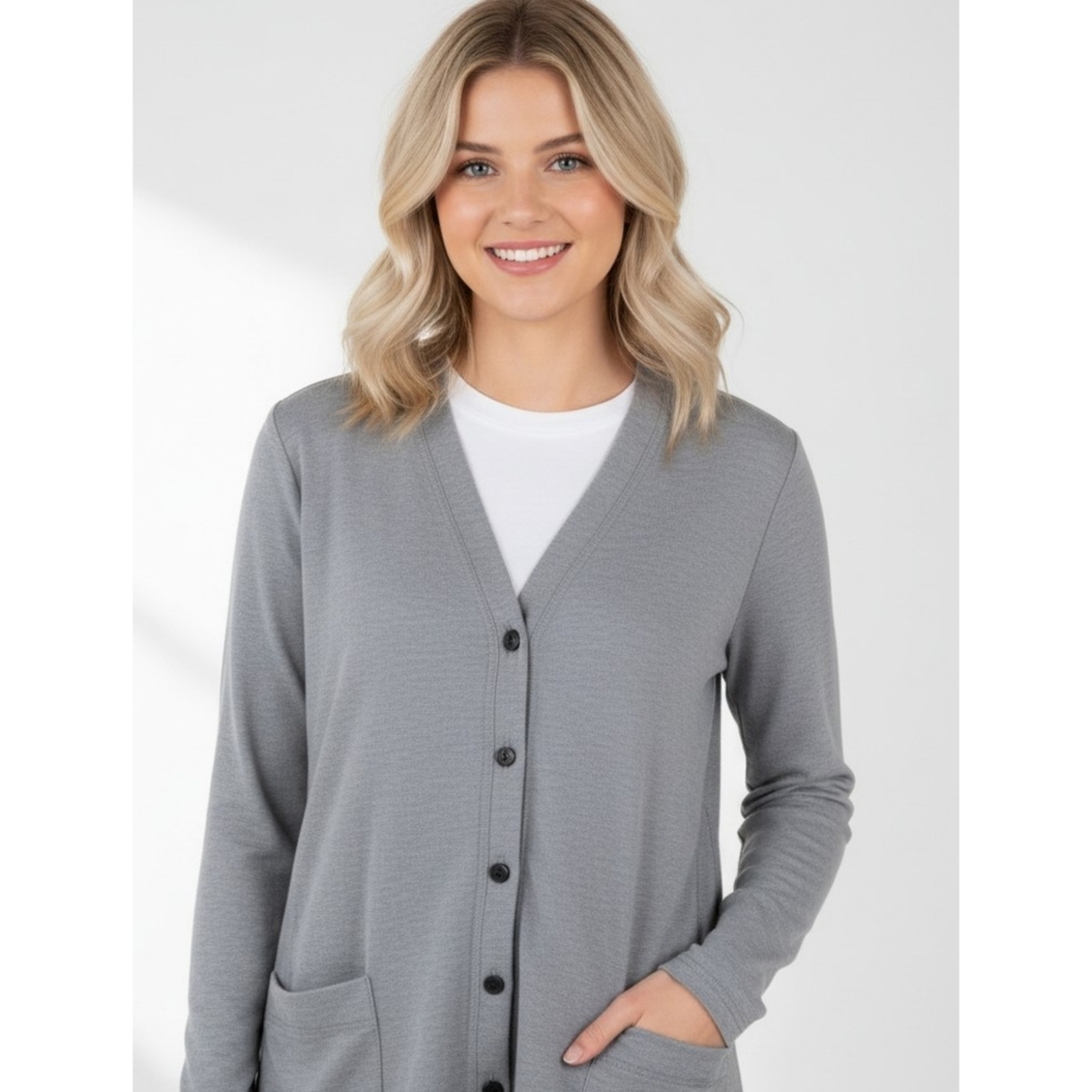 LOGO Lori Goldstein Snap button Cardigan Light blue/Gray Size M